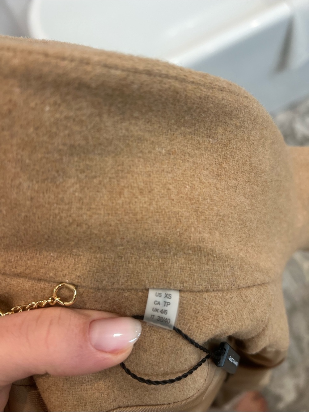 Elie Tahari Camel Knit-Sleeve Wool Blazer - Picture 3 of 3